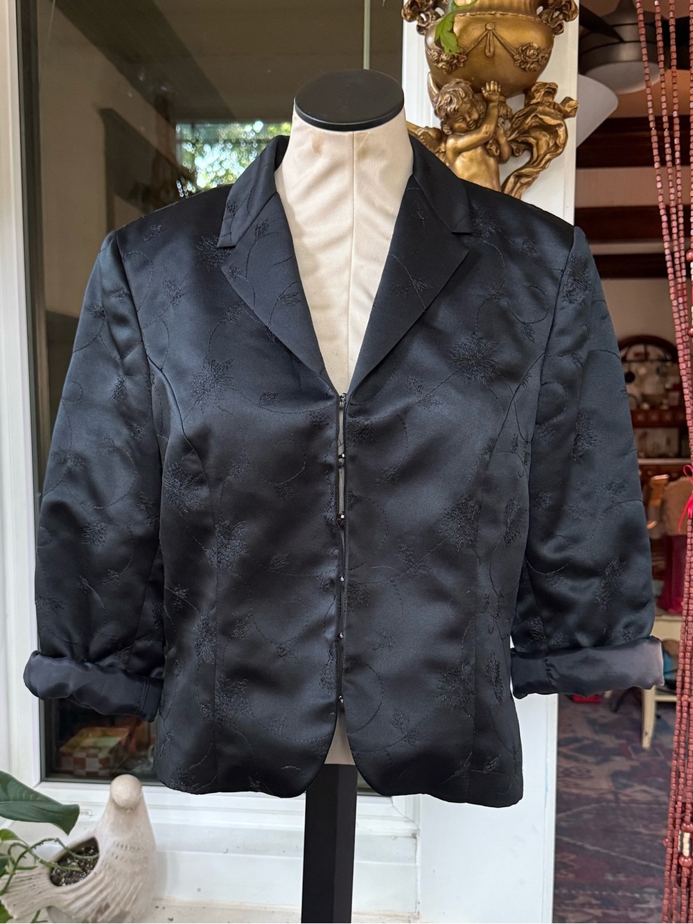 Black Women's Satin Embroidered Jacket